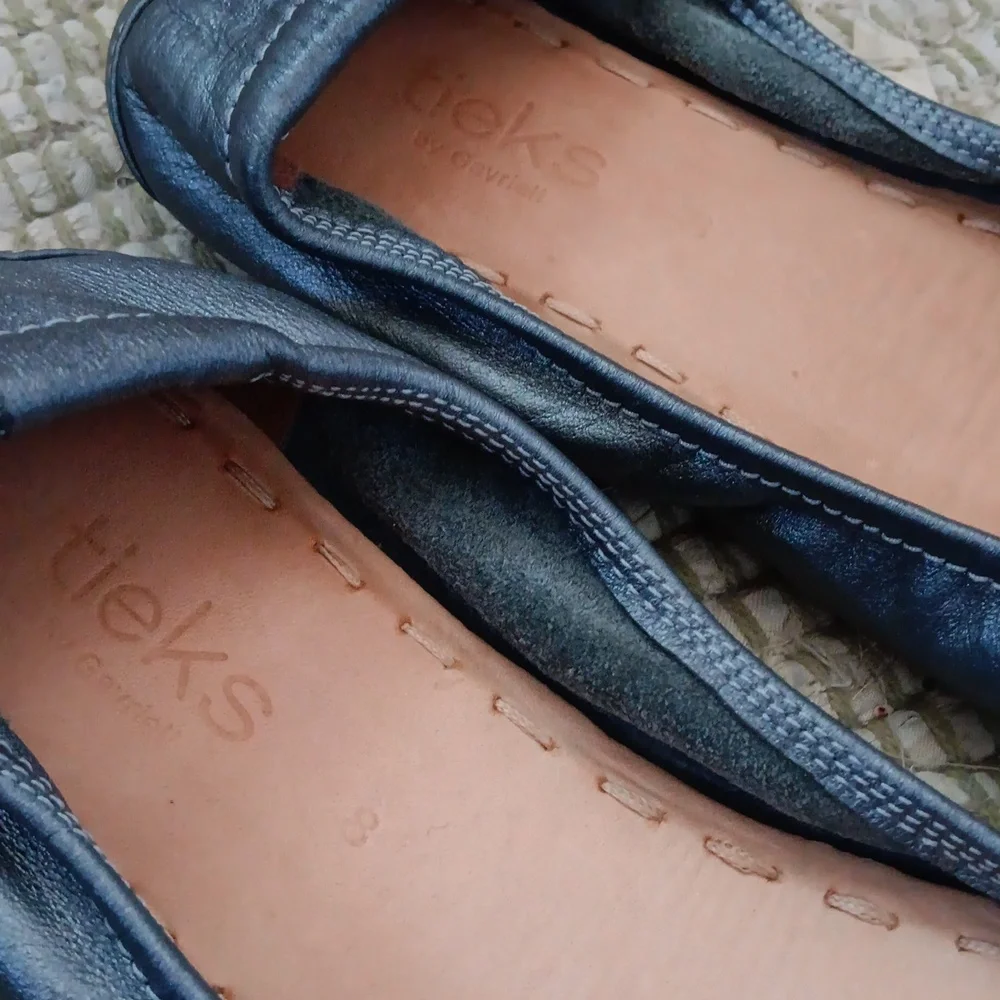 Tieks Metallic Pewter Gray Leather Ballerina Ballet Flats women's shoe size 8 - Picture 4 of 4